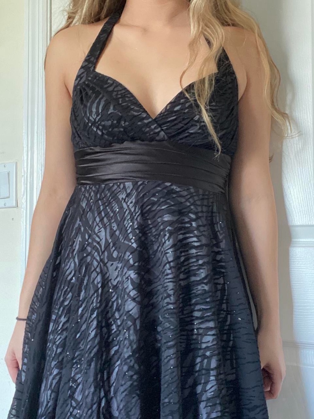 Jodi Kristopher Black One-Shoulder Evening Dress